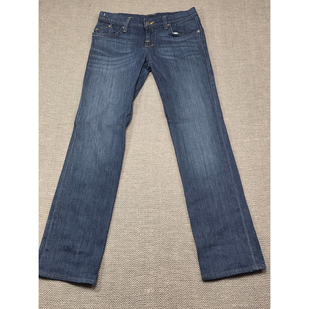Rock & Republic‎ Womens 27 Straight Leg Jeans Dark Wash Embroidered Pockets Blue